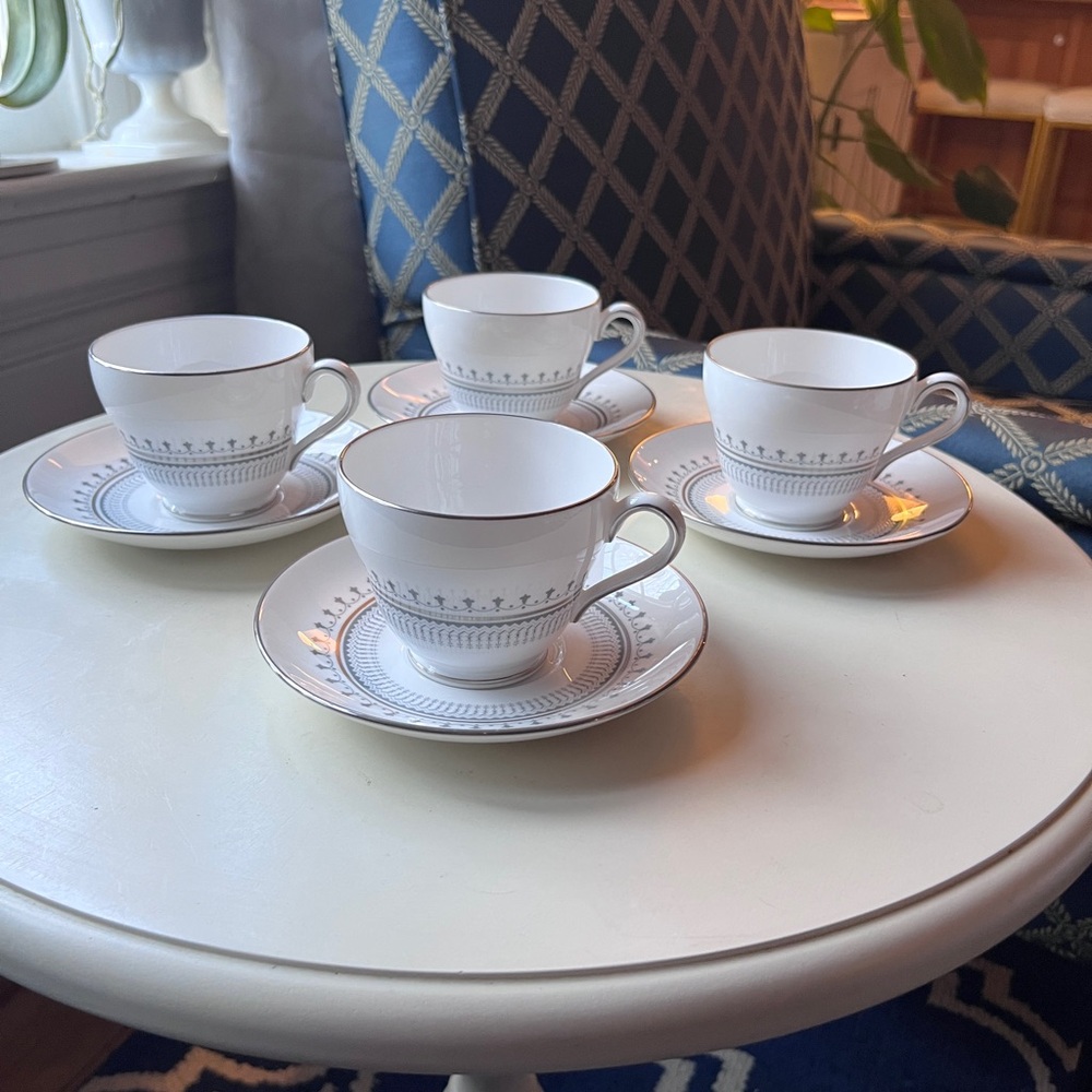 4 Spode England “Fairfax” teacups cups bone china